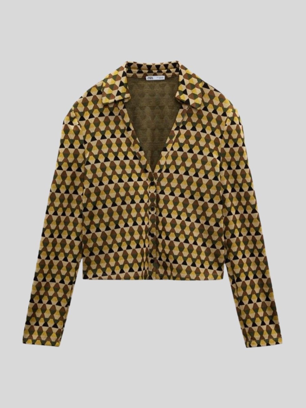 Zara Geometric Jacquard Knit Shirt